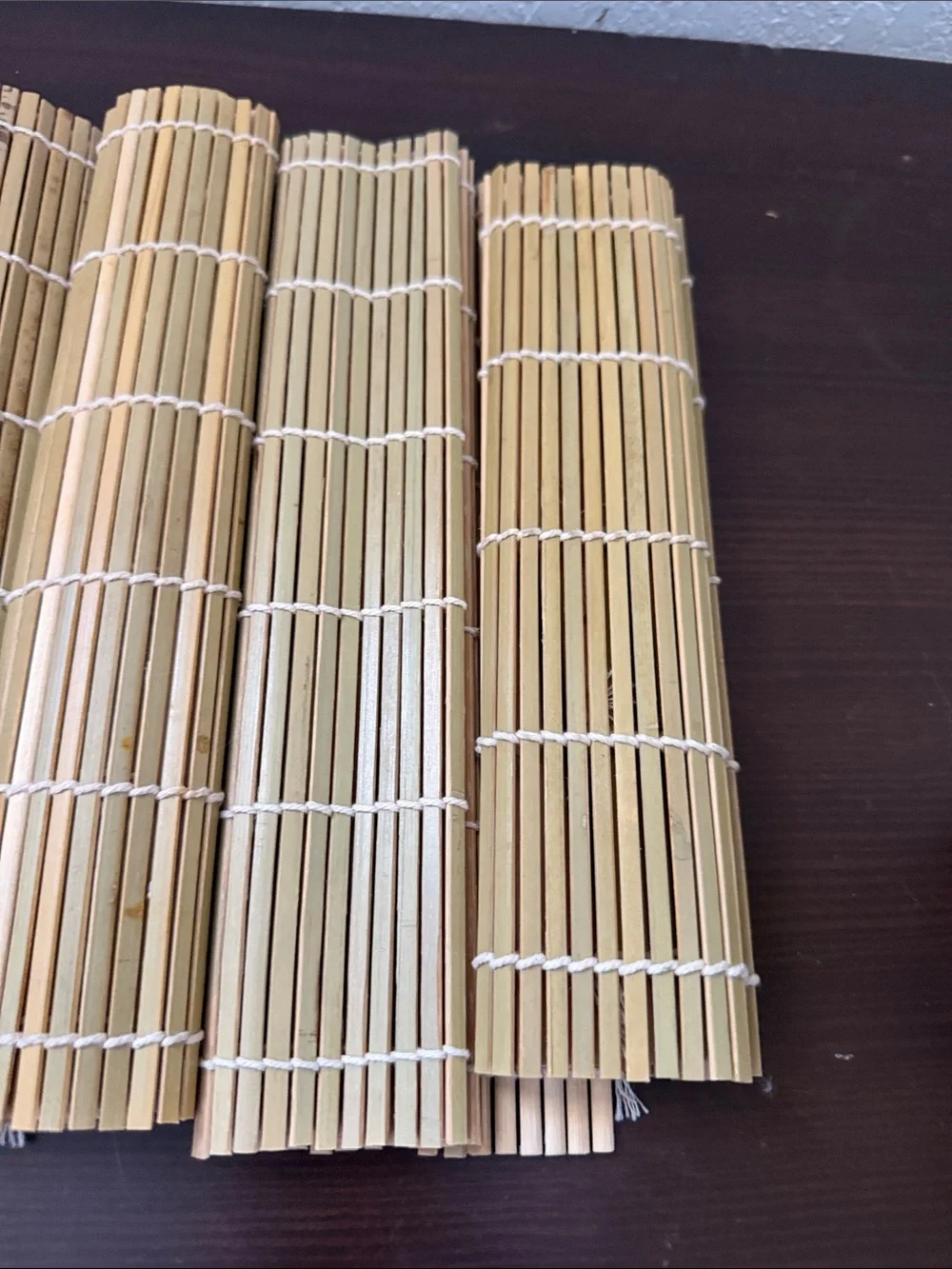 Natural Bamboo Roll-Up  Set of 5  - Beige sushi mat hand roll